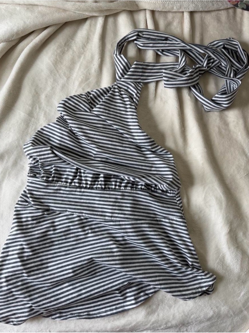 Striped Halter Tank Top in Black and White